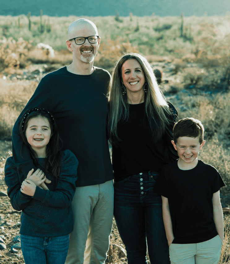 Jason Griffing with his wife and children